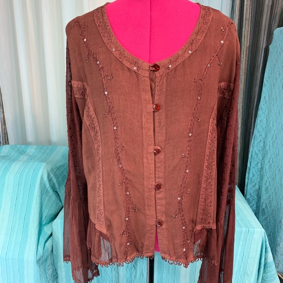 More by Lata Sequined Boho Top NWT - Picture 1 of 7